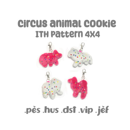 Circus Animal Cracker Sewing and ITH Embroidery Pattern Frosted Pink White Kawaii Tiny Plush Cute Fluffy Pastel 4x4