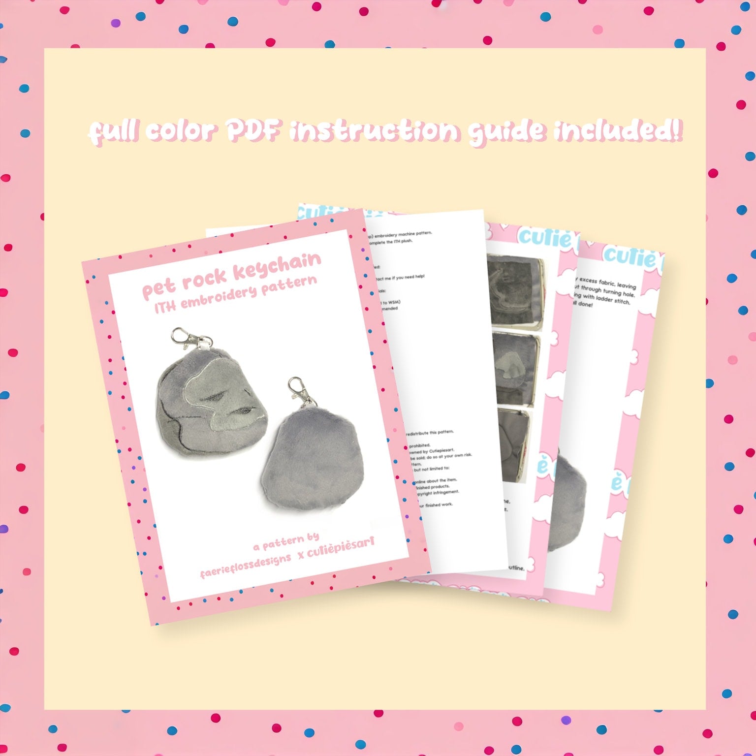 Neopets Pet Rock Petpet ITH Plush Embroidery Machine Pattern 4x4