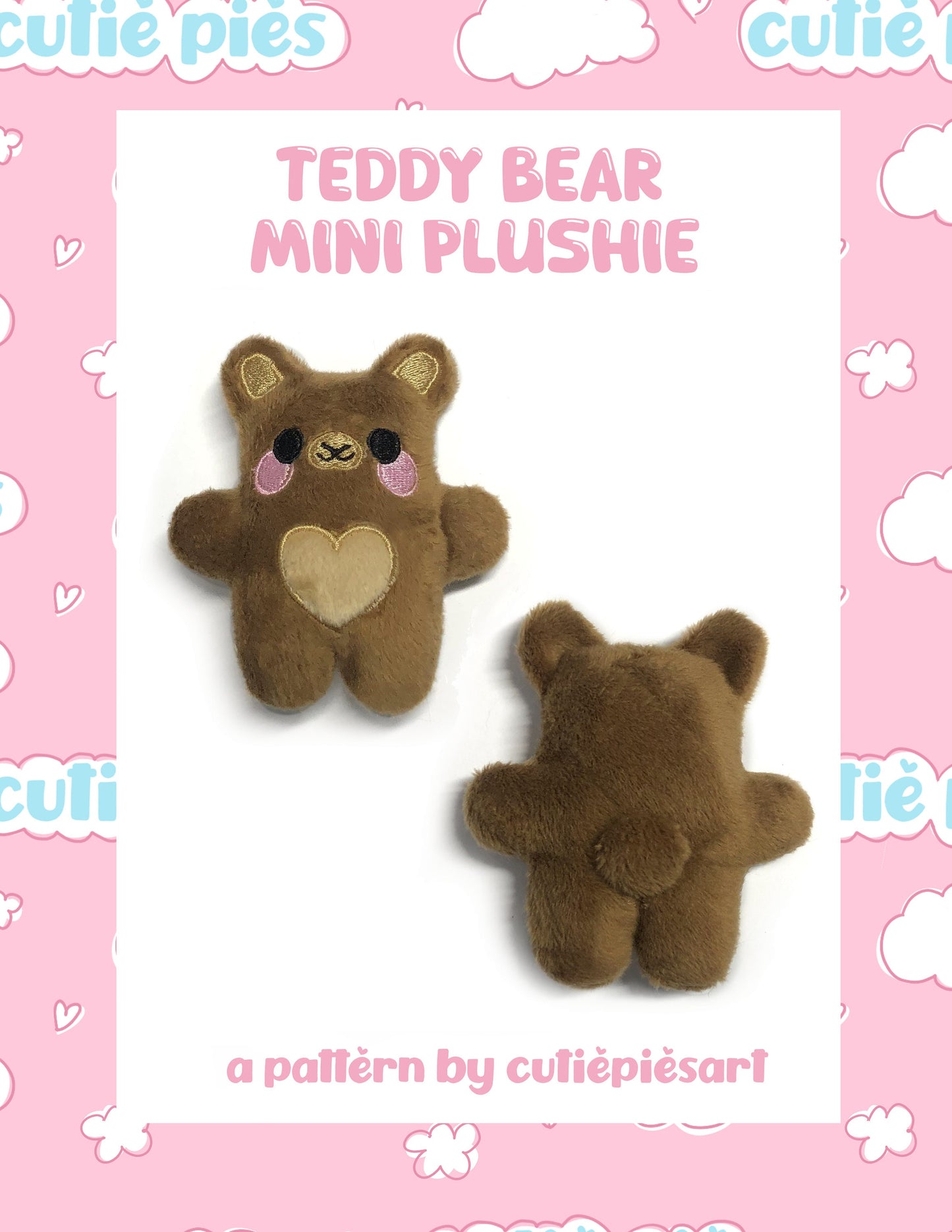 Kawaii Teddy Bear ITH Embroidery Plush Pattern Keychain 4x4 Embroidery Machine Pattern Cute Kidcore