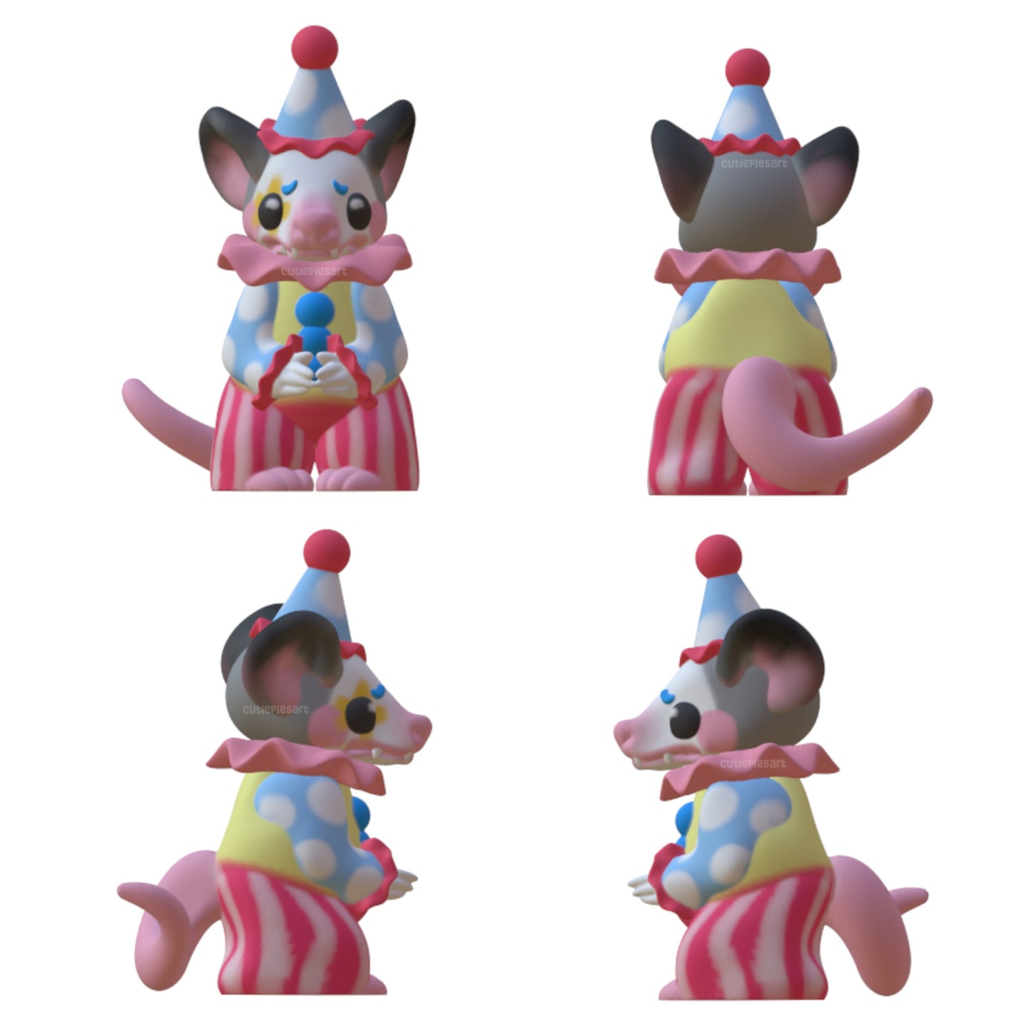 Anxious Opossum Clown Kawaii Resin STL Files 3D Print Figurine Decoration Cute - PERSONAL USE