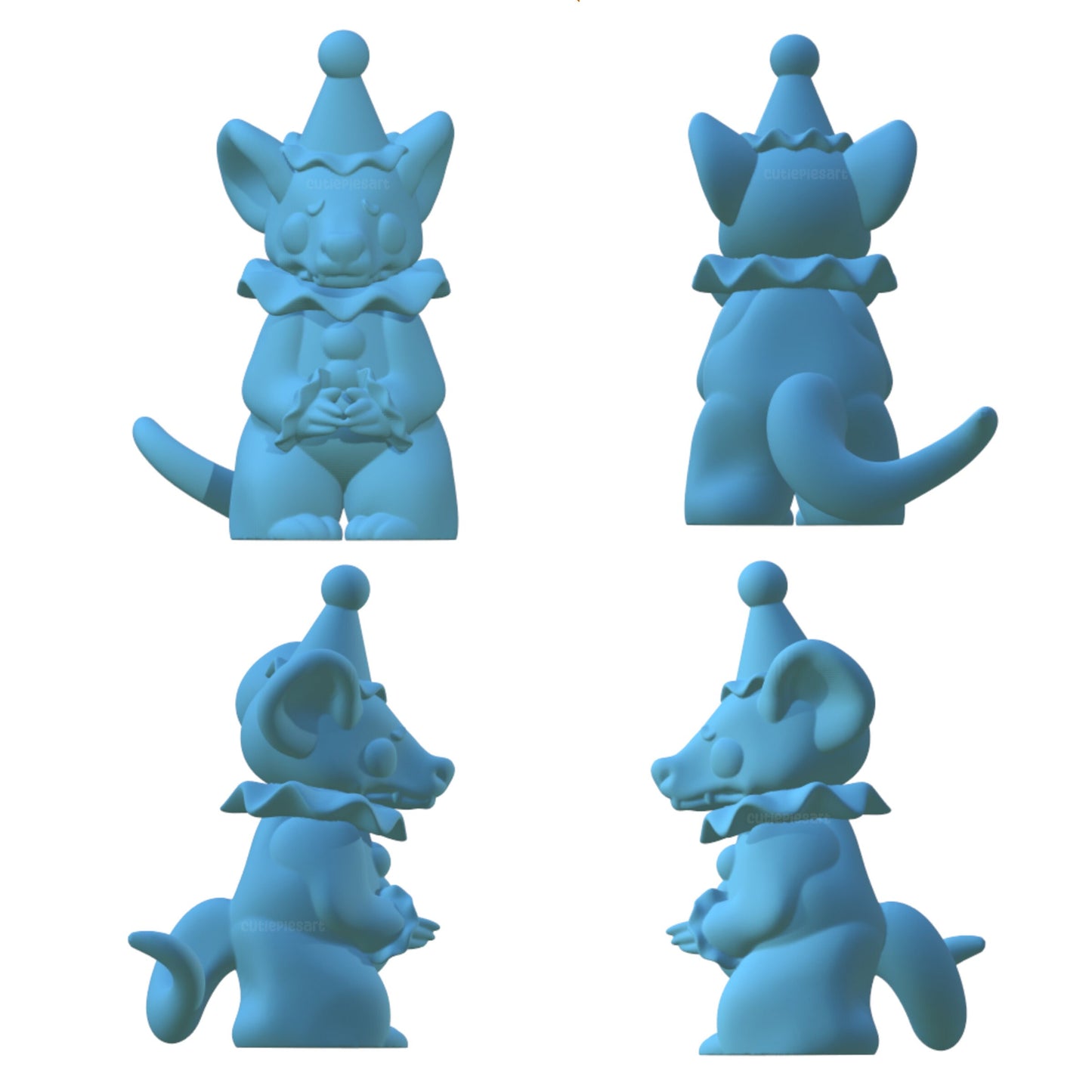 Anxious Opossum Clown Kawaii Resin STL Files 3D Print Figurine Decoration Cute - PERSONAL USE