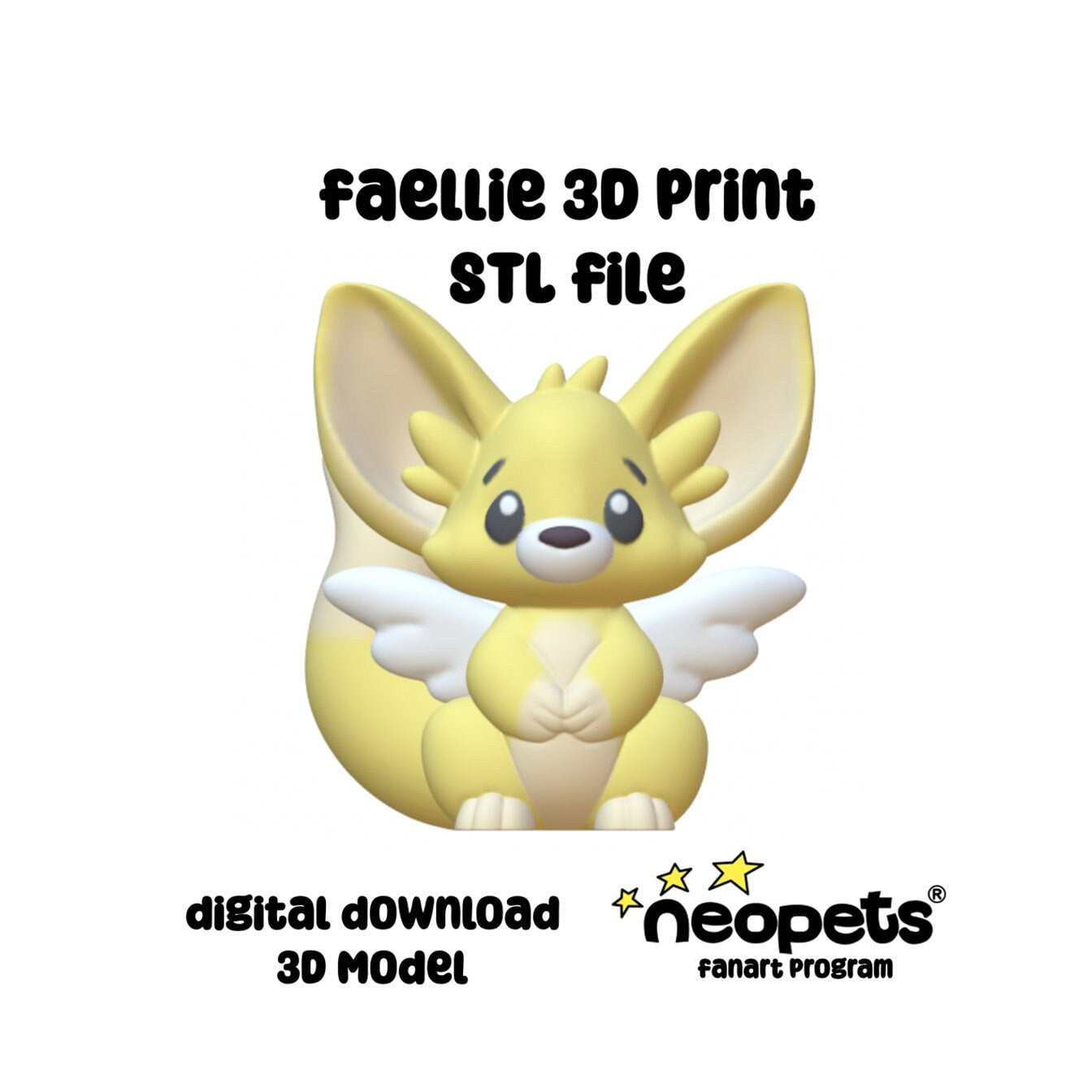 Neopets Faellie Figurine STL 3D Print File