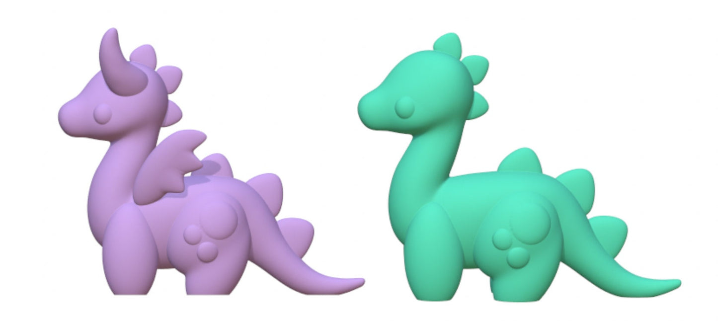 Tinysaur Tiny Dinosaur Dragon Kawaii Resin STL Files 3D Print Figurine Decoration Cute