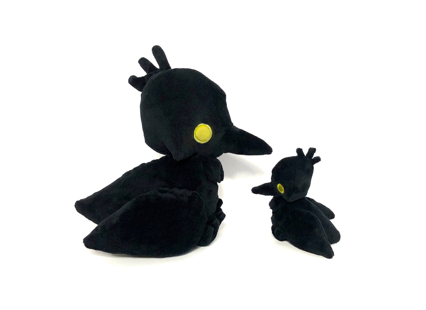 Crow Raven Crowkin Corvid Plushie Kawaii Tiny Plush Cute Fluffy Pastel Handmade Small Goth Corvidae