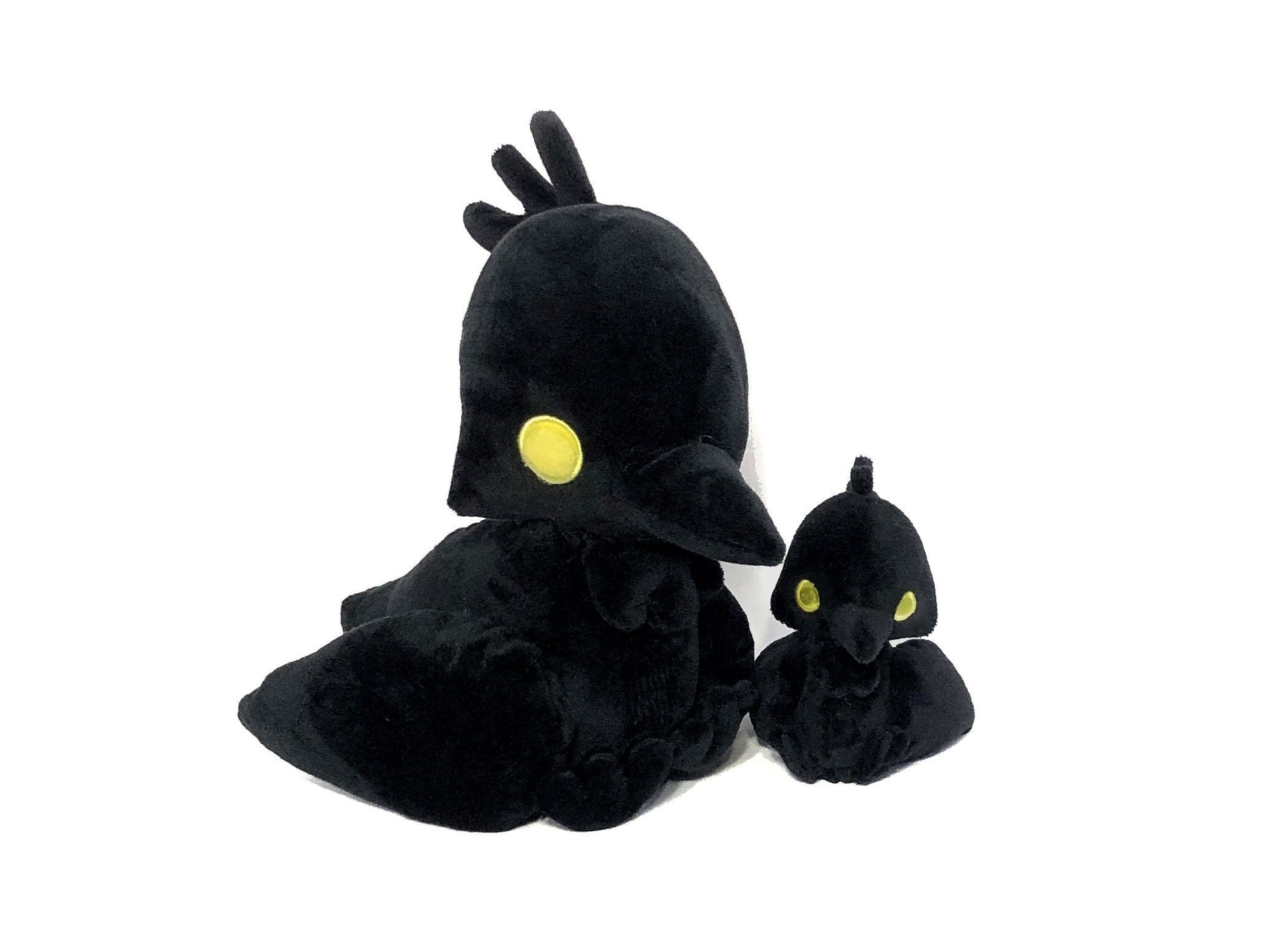 Crow Raven Crowkin Corvid Plushie Kawaii Tiny Plush Cute Fluffy Pastel Handmade Small Goth Corvidae