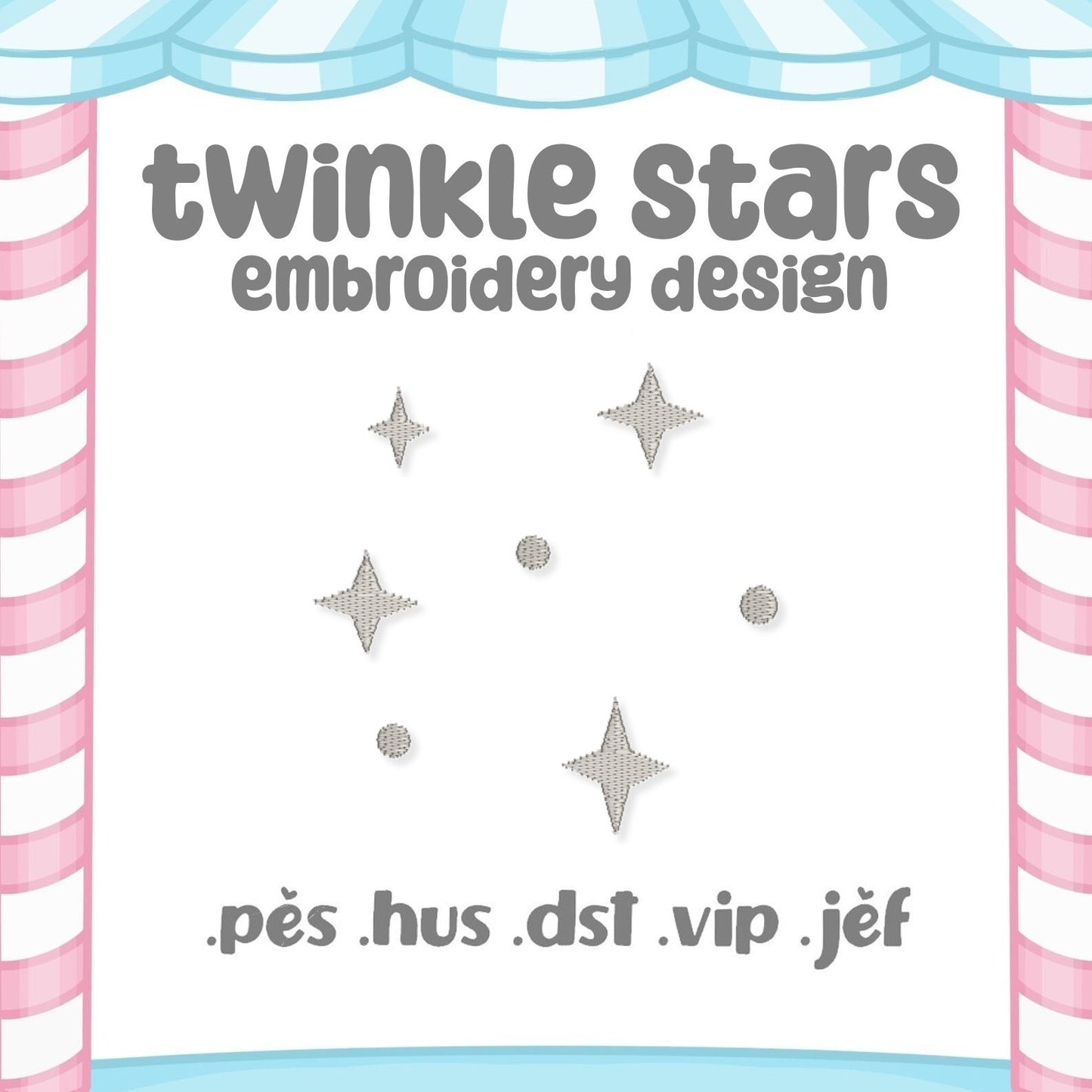 Twinkle Stars Embroidery Pattern 4x4 Embroidery Machine Design Pattern Cute Kidcore Celestial Space Kawaii