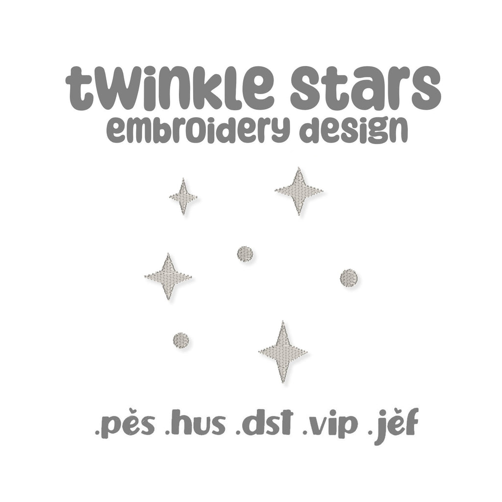 Twinkle Stars Embroidery Pattern 4x4 Embroidery Machine Design Pattern Cute Kidcore Celestial Space Kawaii