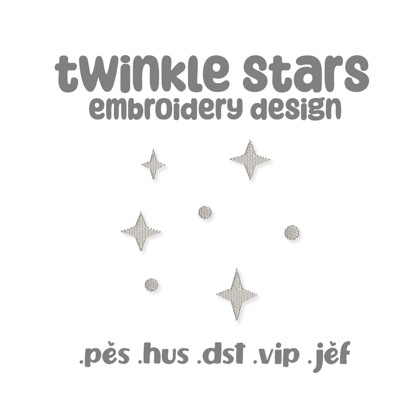 Twinkle Stars Embroidery Pattern 4x4 Embroidery Machine Design Pattern Cute Kidcore Celestial Space Kawaii