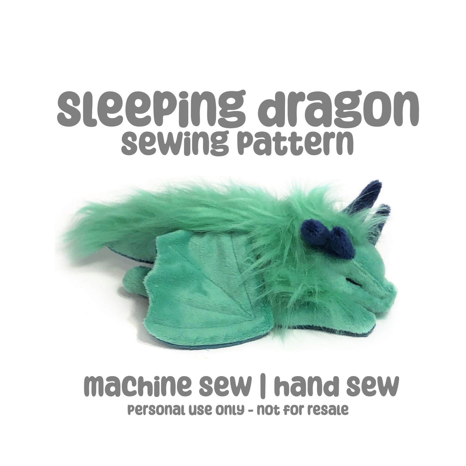 Sleeping Dragon Plush Sewing Pattern Sewing Machine Pattern Cute Fantasy Dungeons Magic Medieval Renaissance Faire Weighted Soothing