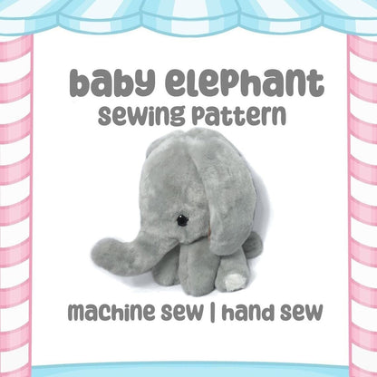 Baby Elephant Plush Sewing Pattern Sewing Machine Pattern Cute Kawaii DIY Circus Animal