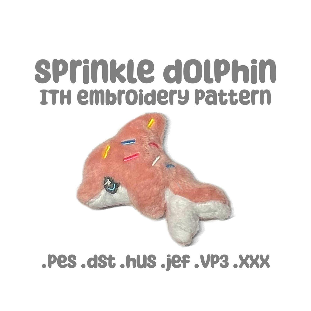 Sprinkle Dolphin Embroidery Machine Keychain Pattern Kawaii Plush (4x4 5x7) (Digital Download)