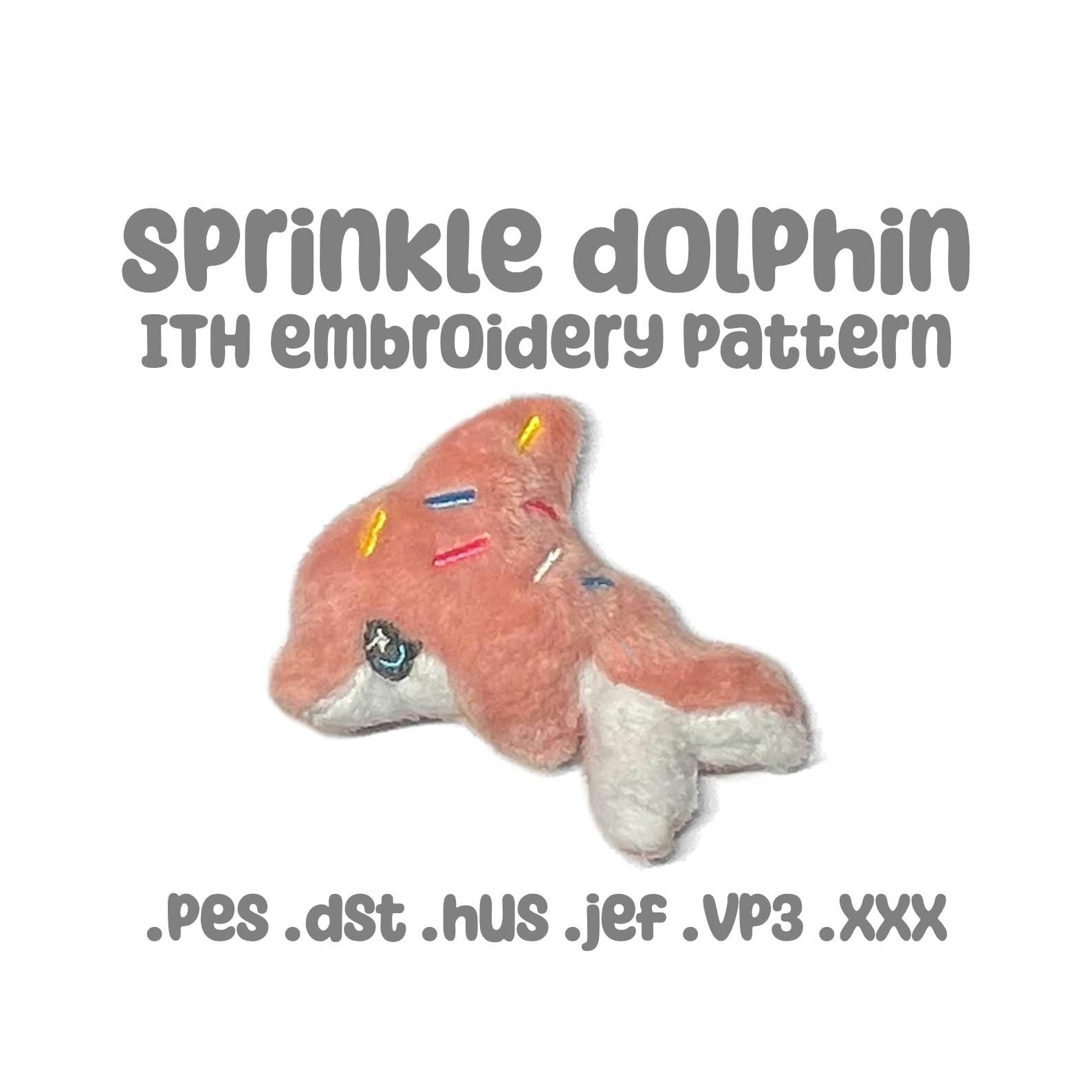 Sprinkle Dolphin Embroidery Machine Keychain Pattern Kawaii Plush (4x4 5x7) (Digital Download)