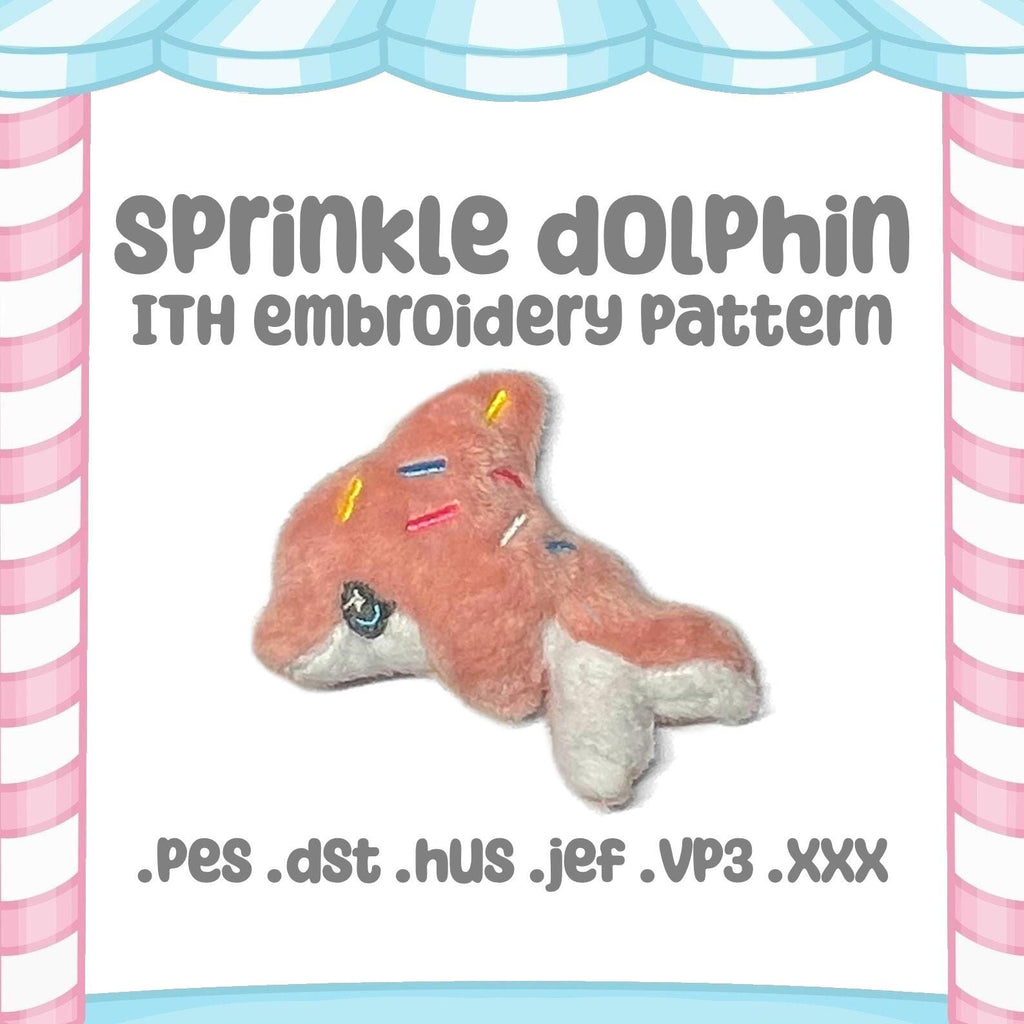 Sprinkle Dolphin Embroidery Machine Keychain Pattern Kawaii Plush (4x4 5x7) (Digital Download)