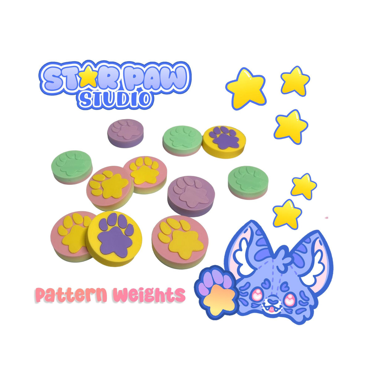 Pattern Weights Star Paw Pad Toe Beans Light 6 Pack