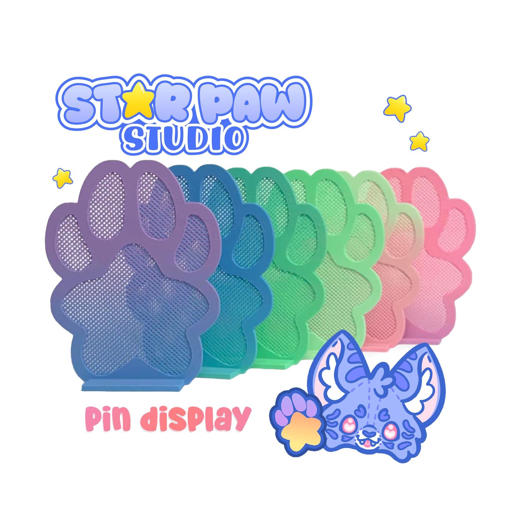 Star Paw Pin Board Freestanding Desk Display Earring Jewelry Holder Paw Pad Toe Beans