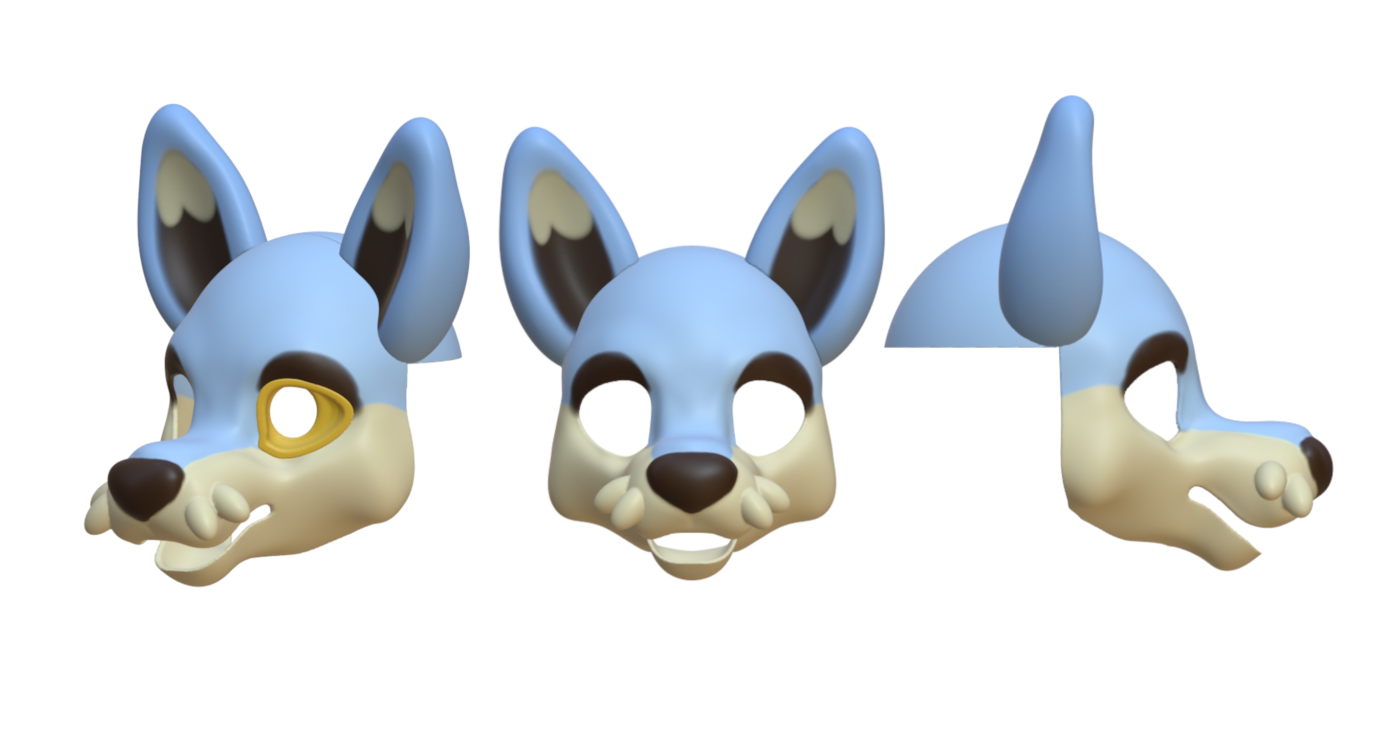 Cutie Fursuit Head 002 STL Files 3D Print Mask Base Short Snout Canine Lupe Doll (Digital Download)