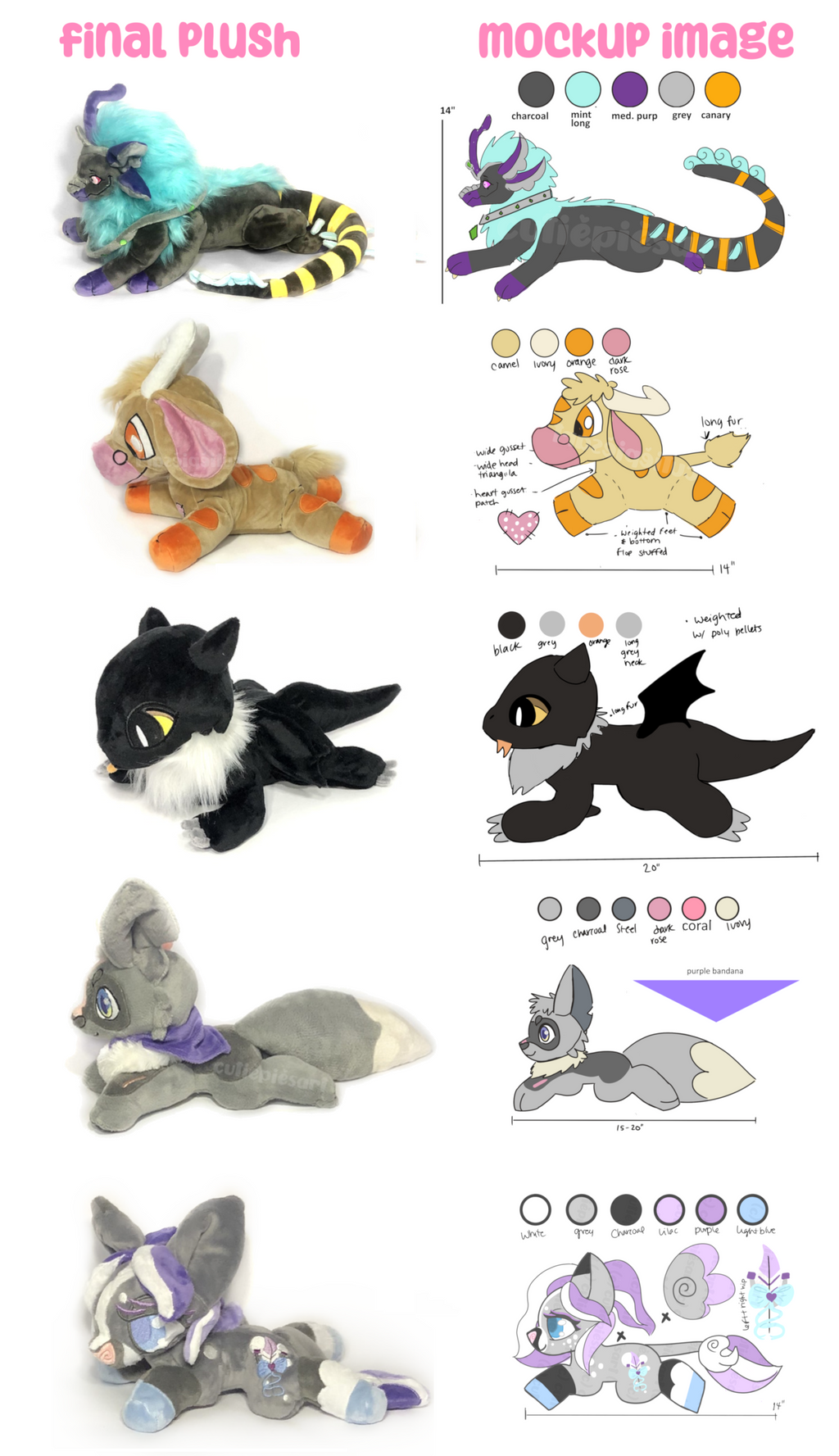 Custom Handmade Laying Plush | Fursona Stuffed Animal | Kawaii Character Plushie
