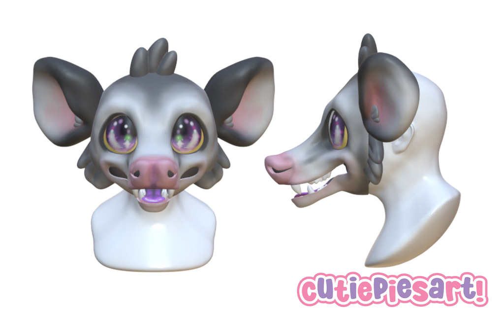 Opossum Cutie Fursuit Head 003 STL Files 3D Print Mask Base Open Mouth Possum Marsupial Doll (Digital Download)