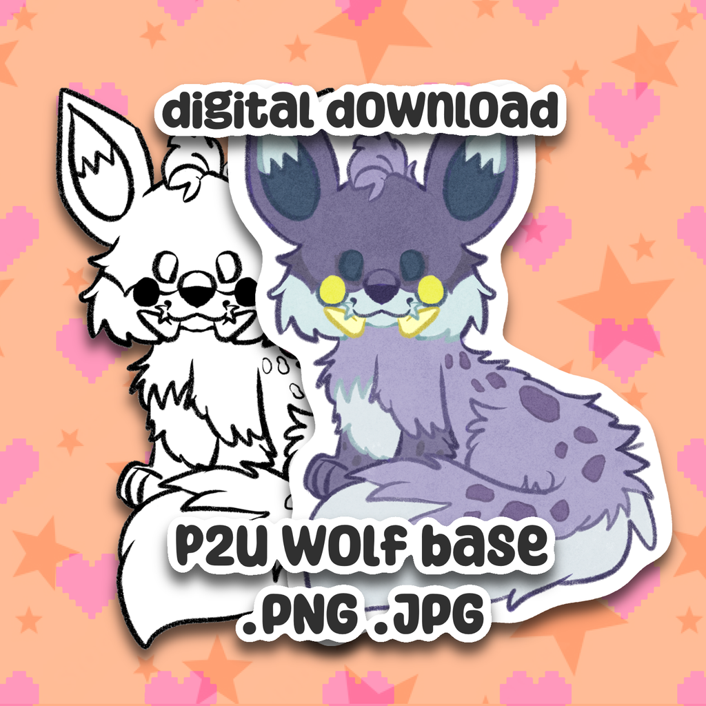 Wild Wolf Art Base P2U - Nostalgic Y2K Virtual Pet Furry Art