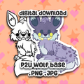 Wild Wolf Art Base P2U - Nostalgic Y2K Virtual Pet Furry Art
