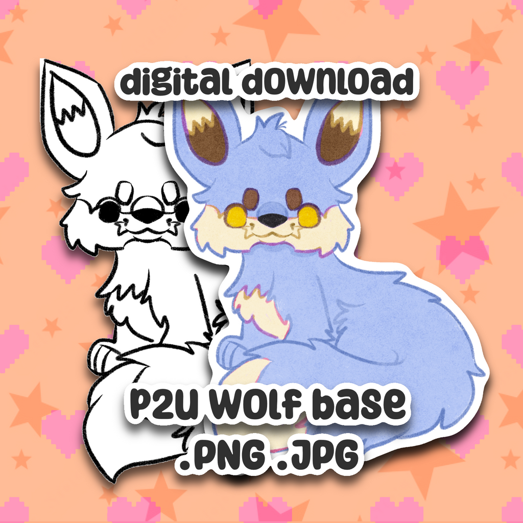 Wolf Art Base P2U - Nostalgic Y2K Virtual Pet Furry Art
