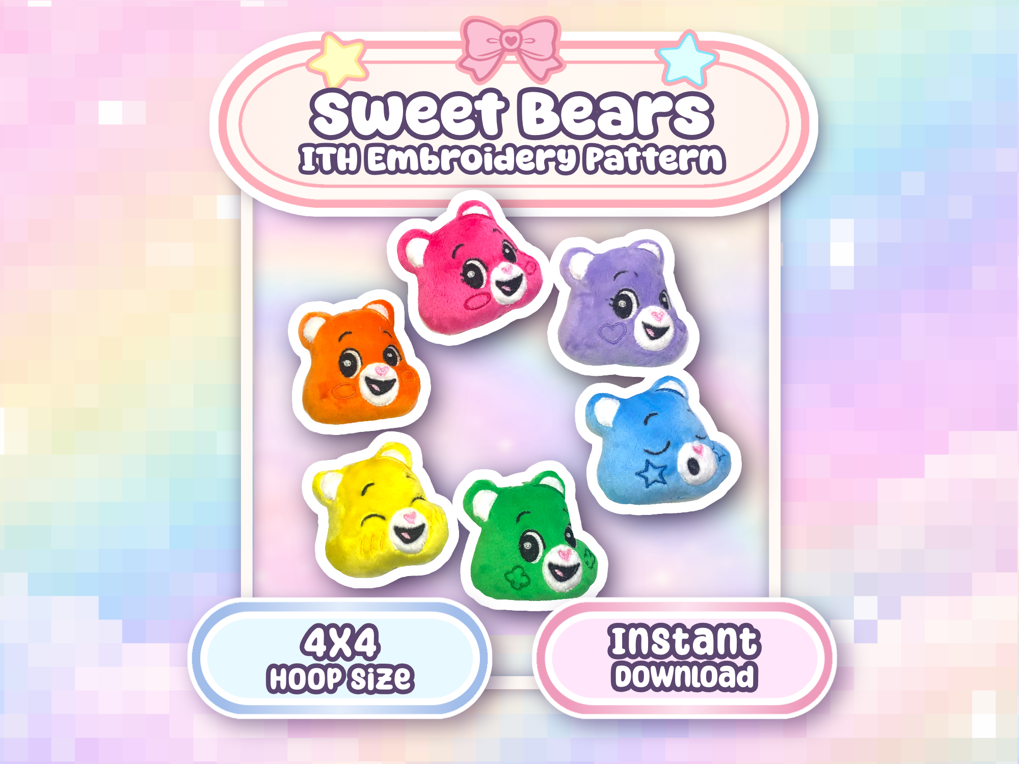 Sweet Bears ITH Plush Embroidery Machine Pattern 4x4