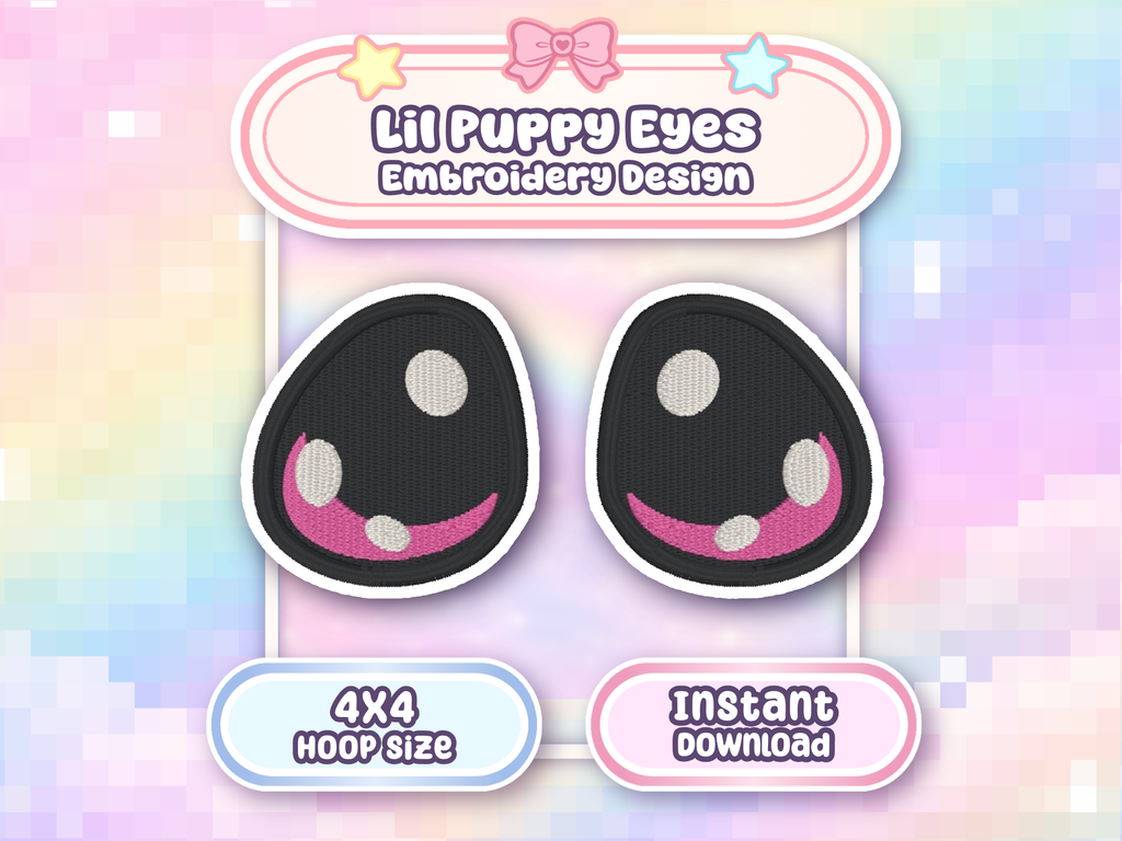 Puppy Eyes Pattern 4x4 Embroidery Machine Design Kawaii DIY