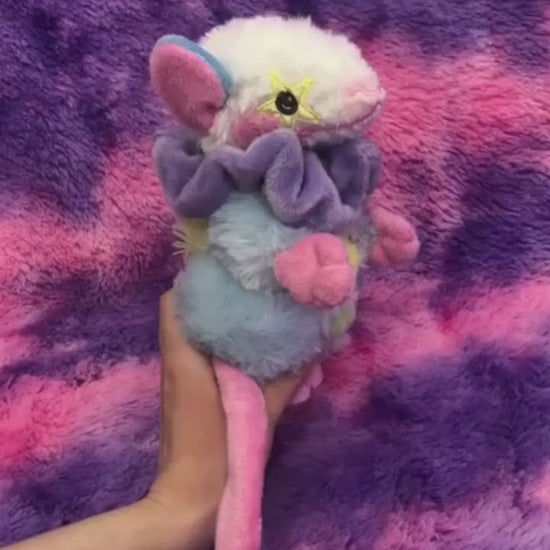 Opossum Clown Marsupial Possum Plushie Kawaii Tiny Plush Cute Fluffy Pastel Circus Clowncore Handmade MADE TO ORDER