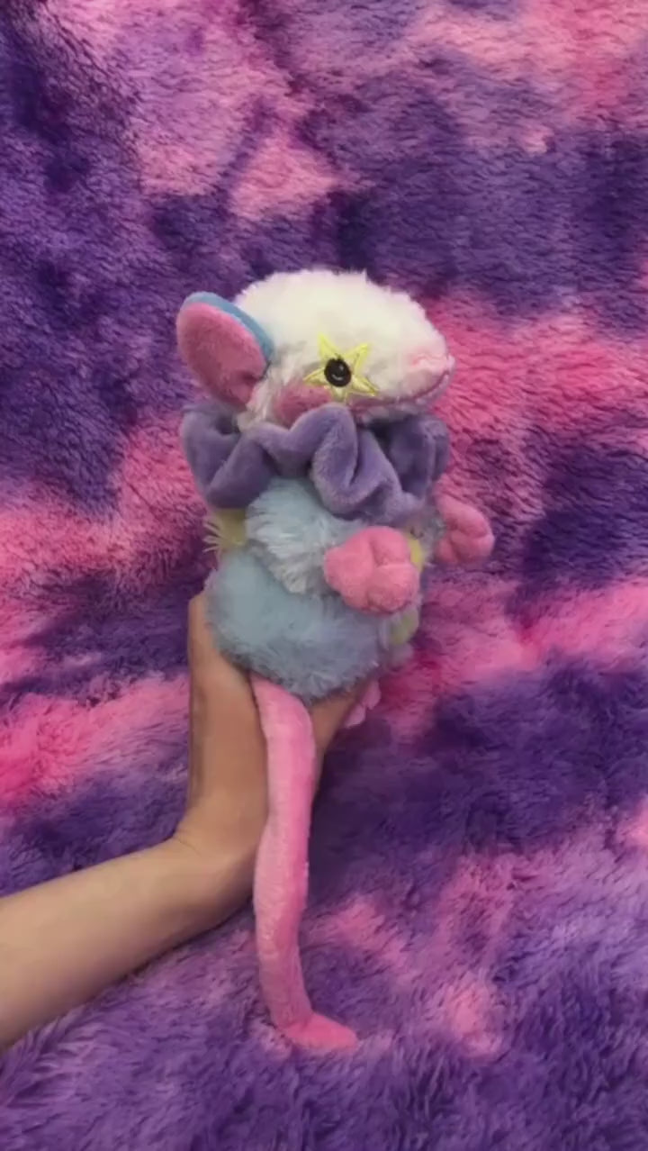 Opossum Clown Marsupial Possum Plushie Kawaii Tiny Plush Cute Fluffy Pastel Circus Clowncore Handmade MADE TO ORDER