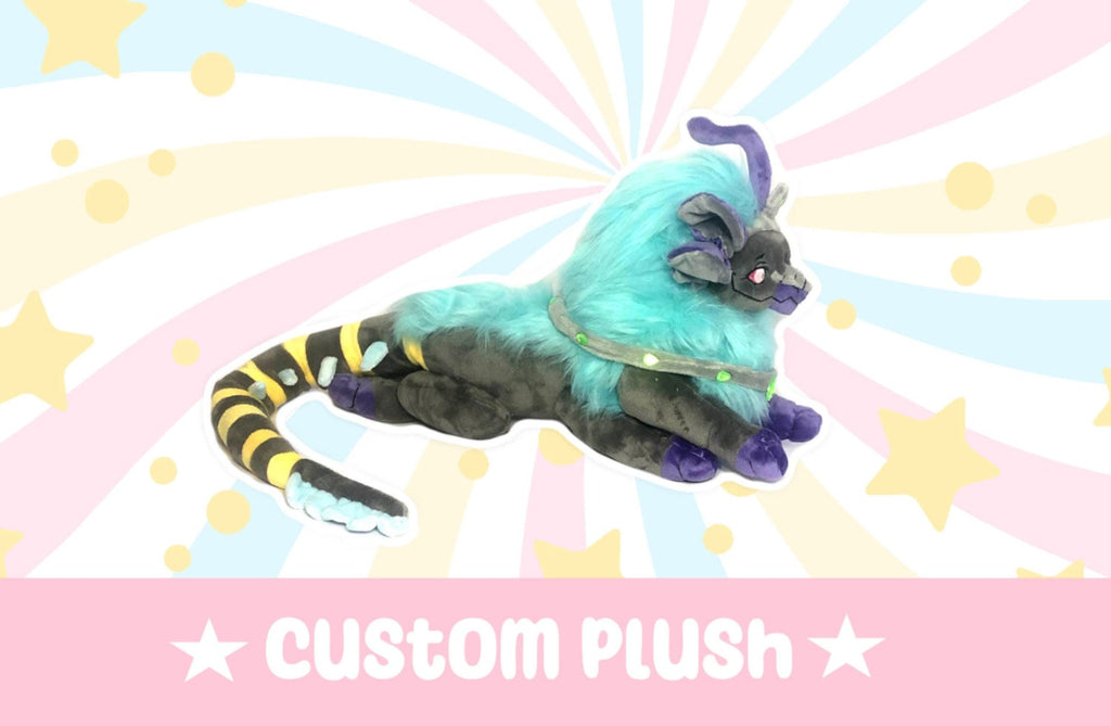 Custom Handmade Laying Plush | Fursona Stuffed Animal | Kawaii Character Plushie