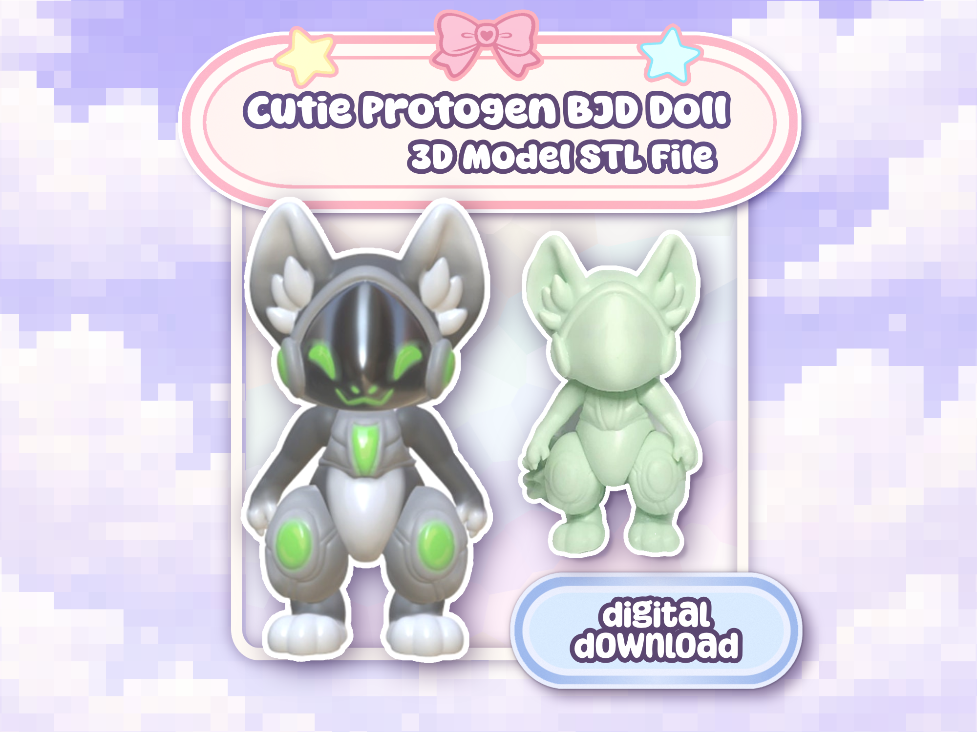 Cutie Protogen Doll BJD Resin STL Files 3D Print Furry