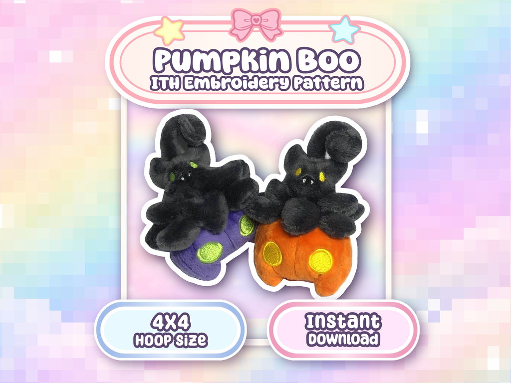 Pumpkinboo ITH Plush Halloween Embroidery Machine Pattern 4x4