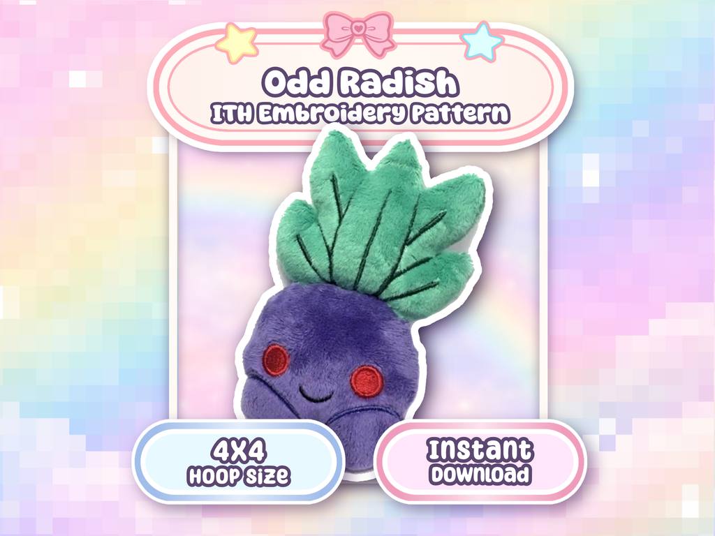 Odd Radish Kawaii ITH Plush Embroidery Machine Pattern 4x4