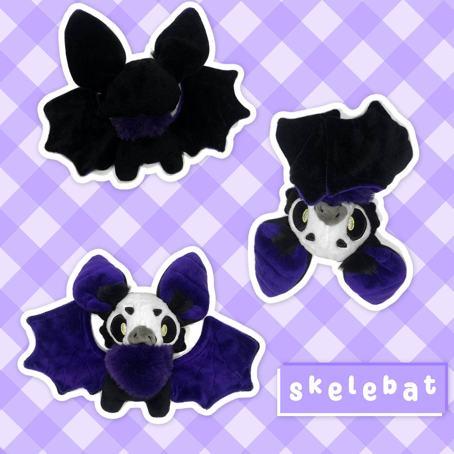 Skelebat Plushie Halloween 2024 Handmade Ready to Ship