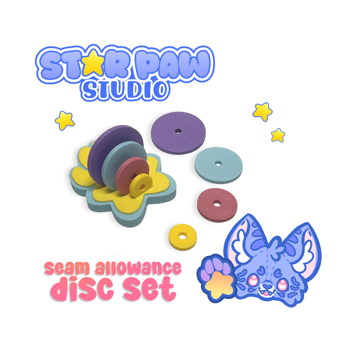 Seam Allowance Discs with Stand Star Paw Pad Toe Beans Sewing Tool Notion