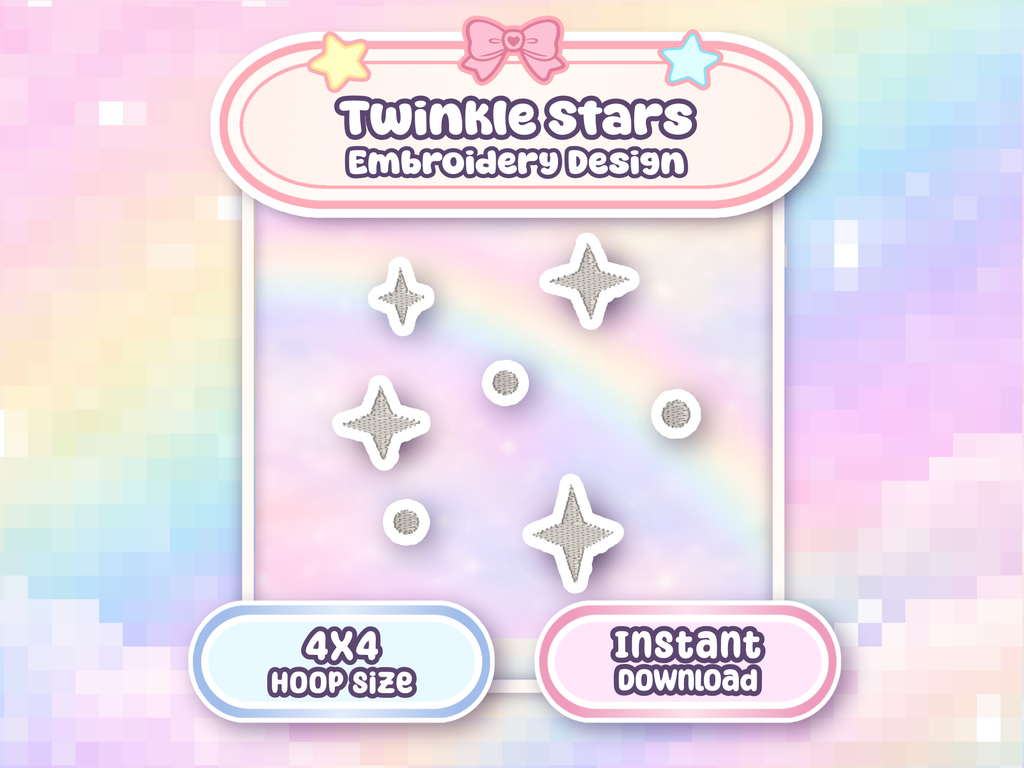 Twinkle Stars Embroidery Pattern 4x4 Embroidery Design