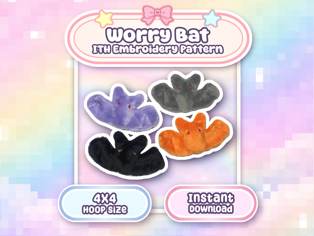 Worry Bat ITH Tiny Plush Embroidery Machine Pattern 4x4