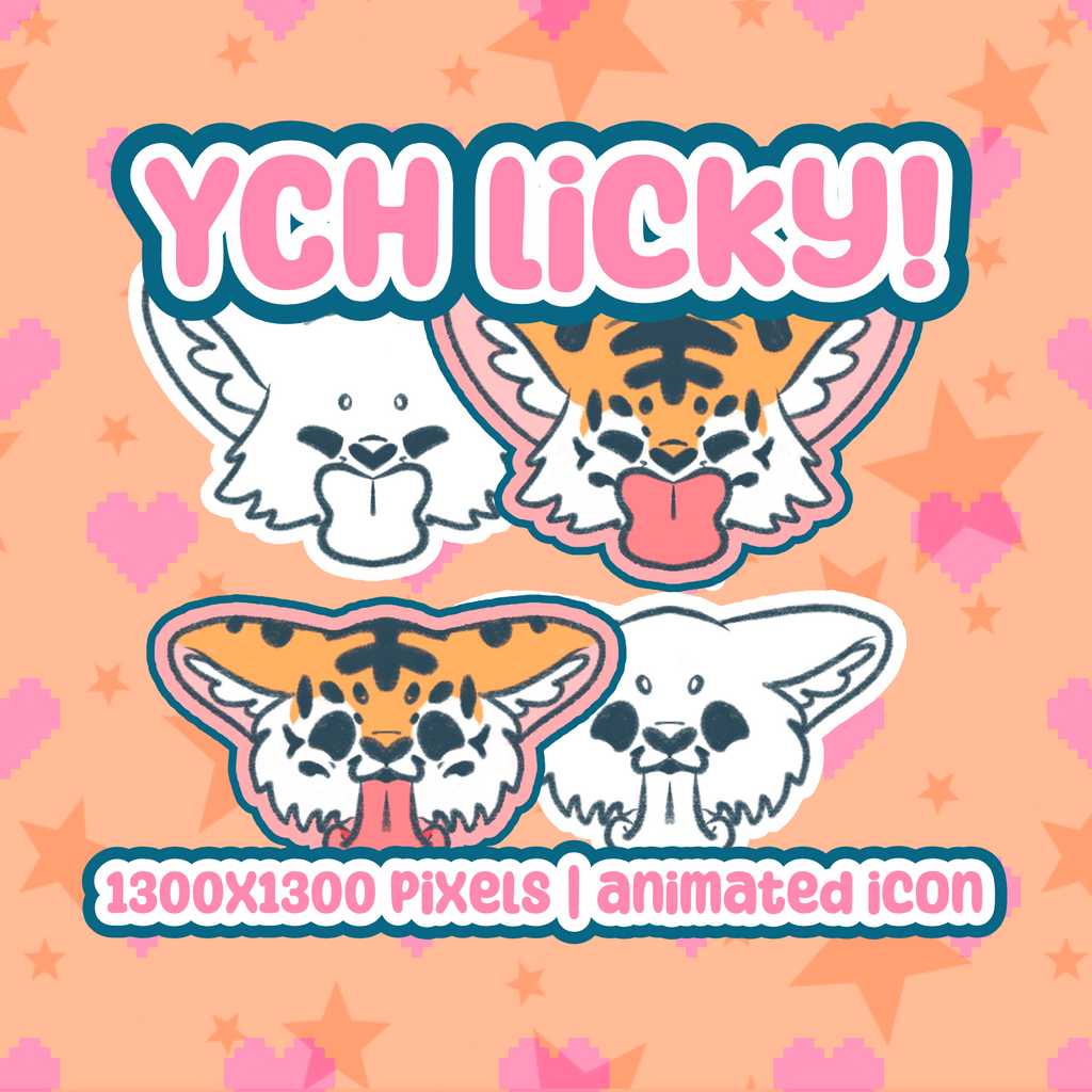 YCH Custom Furry Lick Icon GIF Fursona Character Pet Kawaii Art Feline Canine Vulpine