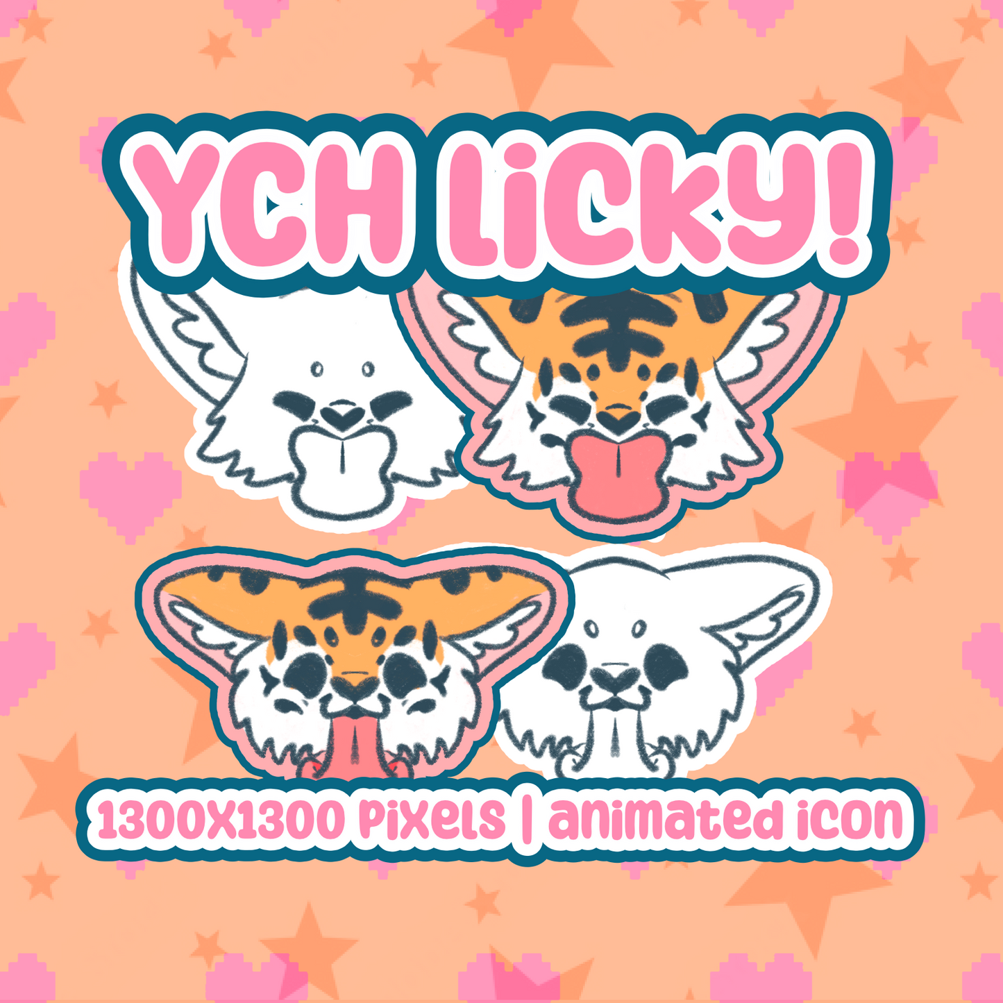 YCH Custom Furry Lick Icon GIF Fursona Character Pet Kawaii Art Feline Canine Vulpine