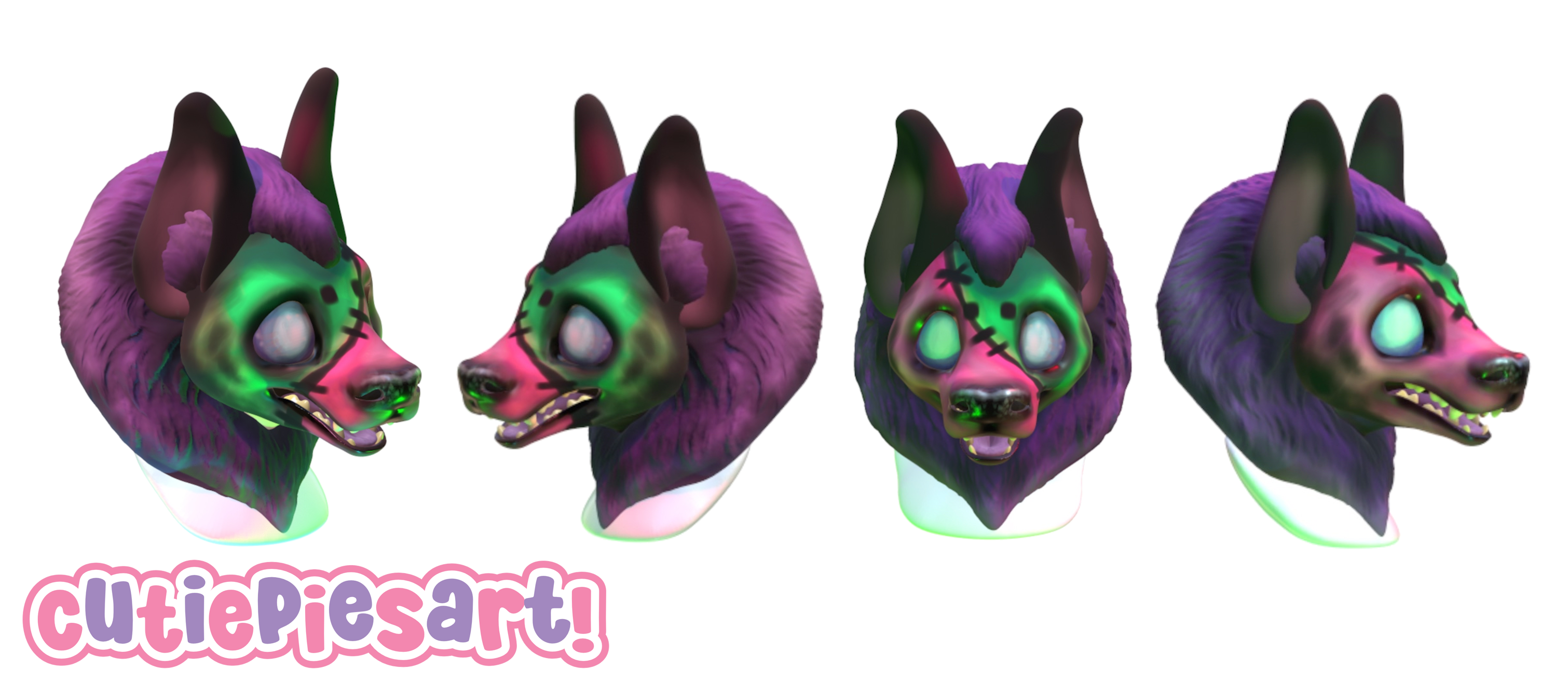 Hyena Cutie Fursuit Head 004 STL Files 3D Print Mask Base Open Mouth Striped Hyena Art Doll (Digital Download)